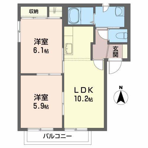サラームA(2LDK/2階)の間取り写真