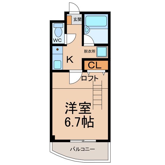 カーサコロナ(1K/2階)の間取り写真