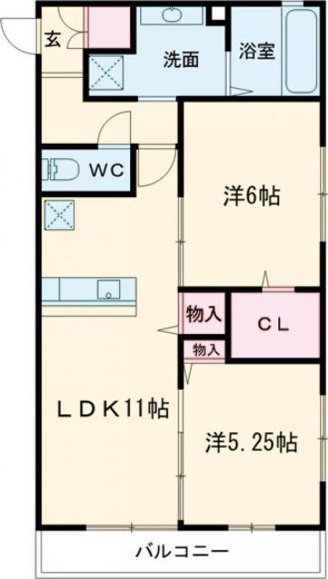 ロイヤルヒルズ武田(2LDK/1階)の間取り写真