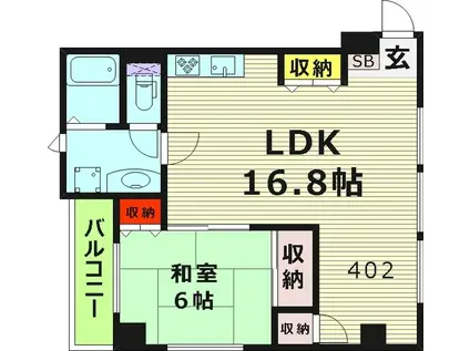 ドムス高倉(1LDK/5階)の間取り写真