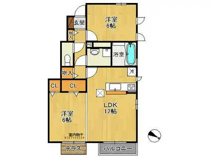 ドエル寿楽荘(2LDK/1階)の間取り写真