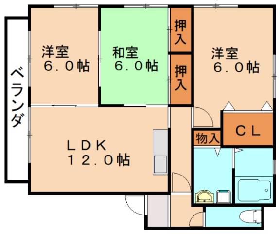 ロゼブリュー(3LDK/2階)の間取り写真