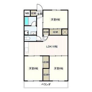 グランド三栄(3LDK/6階)の間取り写真