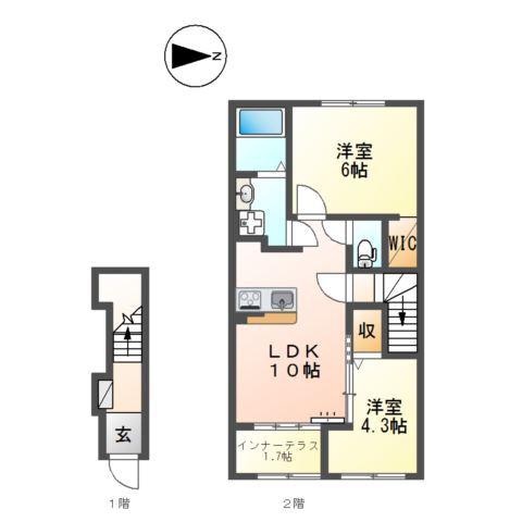 SERENATA SASAYAMA(2LDK/2階)の間取り写真