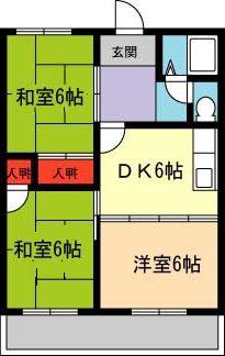 ヒルズ花屋敷(3K/2階)の間取り写真