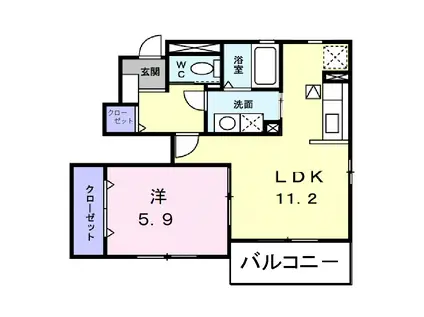 ドゥメゾンC(1LDK/1階)の間取り写真
