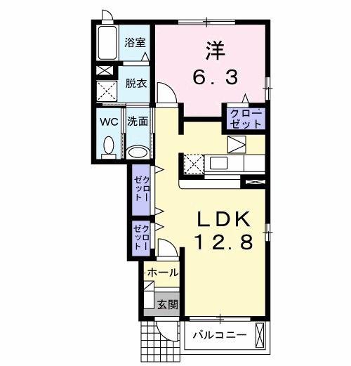 エスポワールヒルA(1LDK/1階)の間取り写真