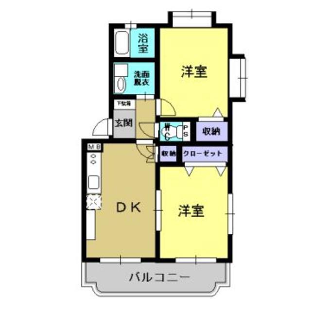 コーポラス桜(2DK/2階)の間取り写真