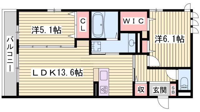 シャルムソレイユII番館(2LDK/2階)の間取り写真