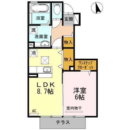 ガレンド吉尾 B棟(1LDK/2階)の間取り写真