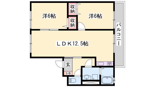 フルーヴ(2LDK/2階)の間取り写真