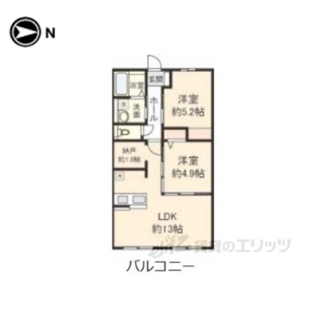 CANTISLAZY2(2LDK/2階)の間取り写真