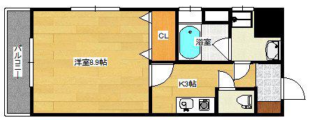 アイビースクエア寺町(1K/2階)の間取り写真