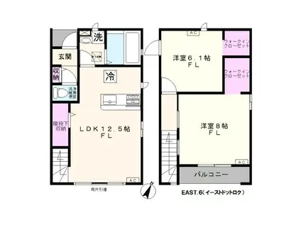 イースト6ドットC棟(2LDK/1階)の間取り写真