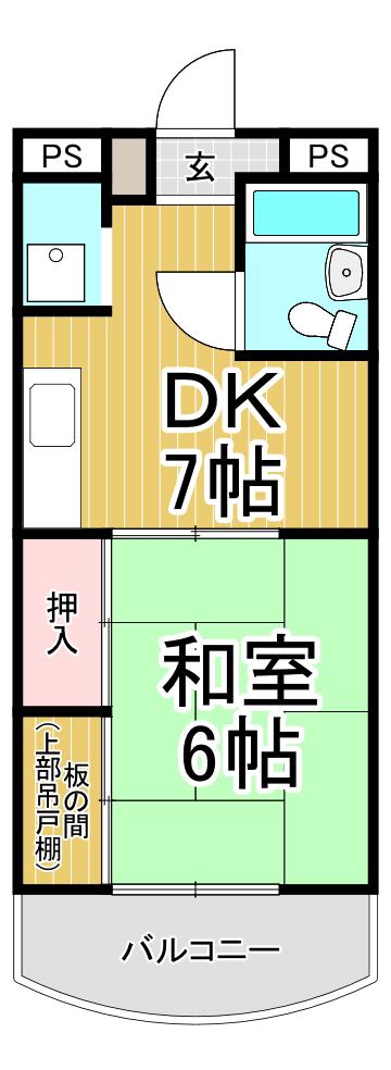マンション和光(1DK/2階)の間取り写真