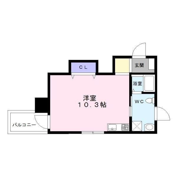 ディアコート宿屋町(ワンルーム/9階)の間取り写真