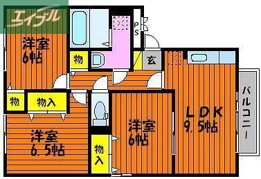 セジュールユウキ(3LDK/2階)の間取り写真