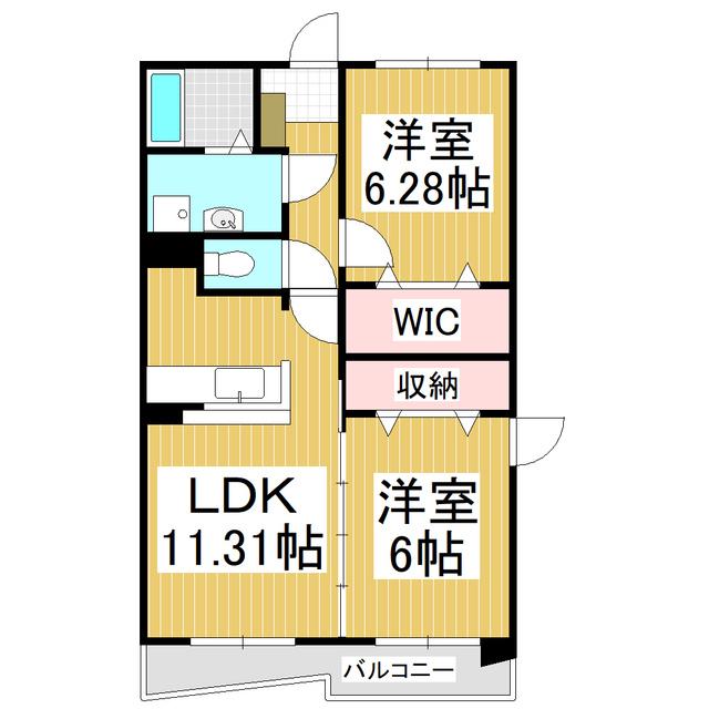 ヘスティア穂高二番館(2LDK/2階)の間取り写真