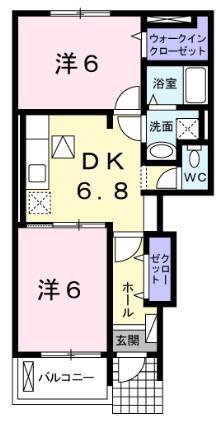 メゾンプラシードⅠ(2DK/1階)の間取り写真