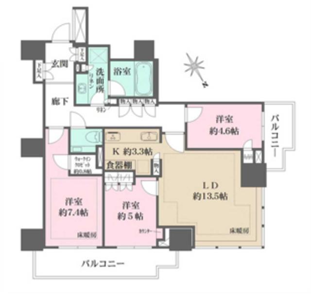 ザ・パークハウス三田ガーデン タワー棟(3LDK/6階)の間取り写真