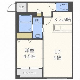 SAQRAS(1LDK/4階)の間取り写真