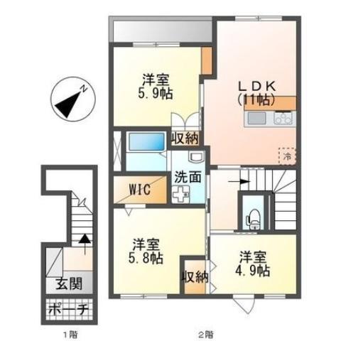ルーチェ・エス(3LDK/2階)の間取り写真