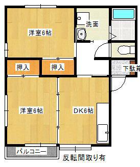 ハウスプラネットA(2DK/1階)の間取り写真