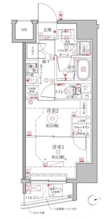 クレイシアIDZ上野(2K/2階)の間取り写真
