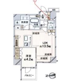 サンクレイドル御苑内藤町(1LDK/6階)の間取り写真