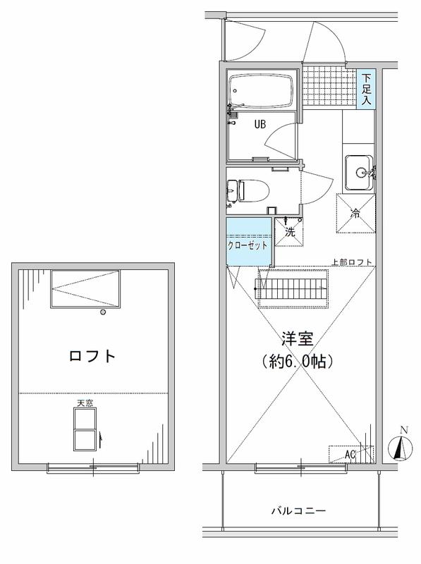 コーポ大野(ワンルーム/2階)の間取り写真