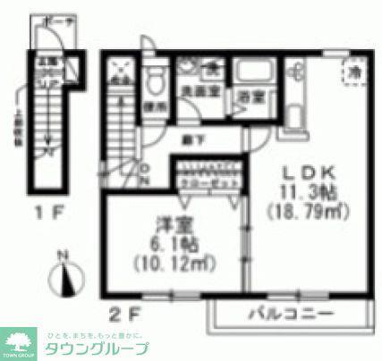 エクレール浜田山(1LDK/2階)の間取り写真