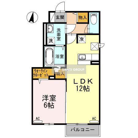 ショウリュウ秋津(1LDK/1階)の間取り写真