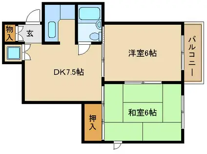 パラツイーナ立花(2K/3階)の間取り写真