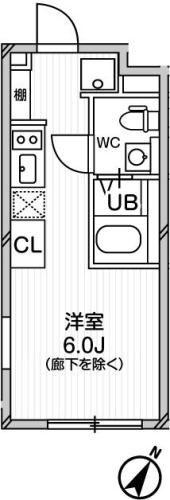 EXAM中目黒II(1K/2階)の間取り写真