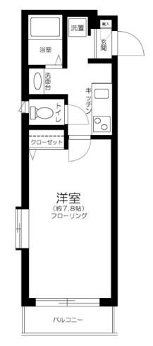 ブルーラグーン(1K/2階)の間取り写真