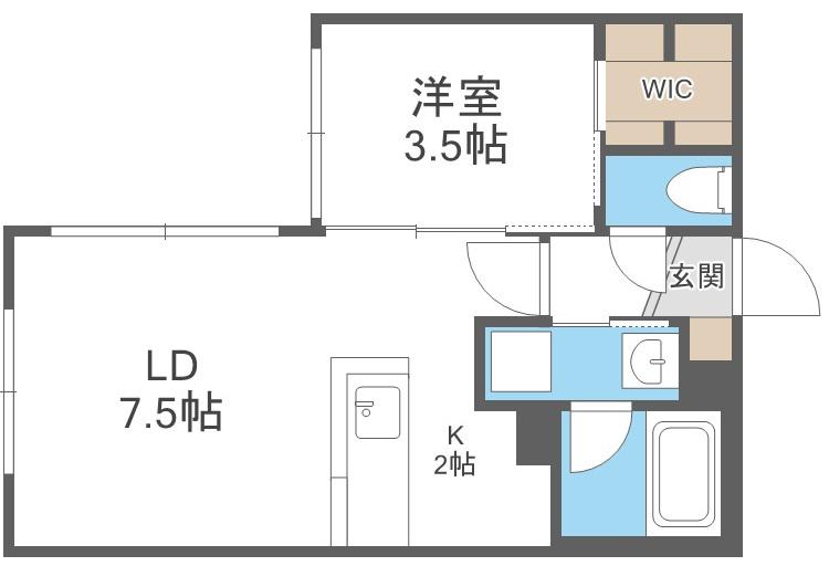 S-RESIDENCE厚別南(1LDK/3階)の間取り写真