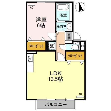 プレジールマーチA(1LDK/2階)の間取り写真