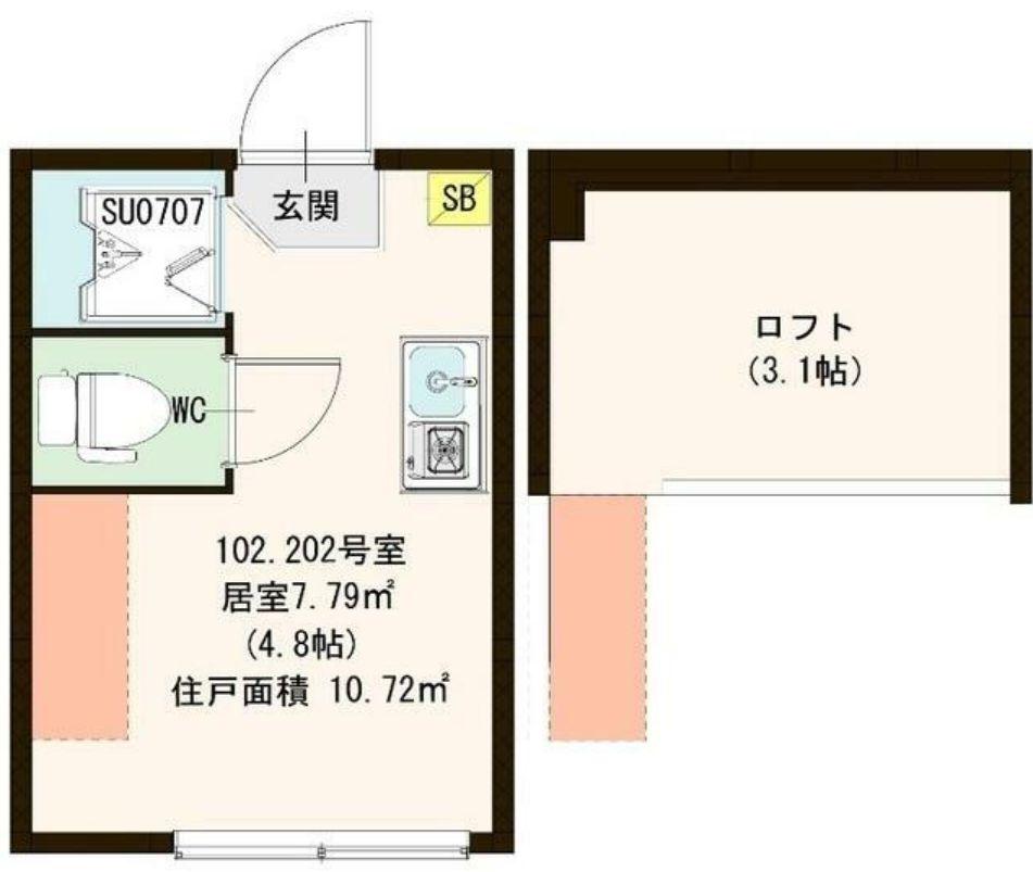 フレシール尾久(ワンルーム/1階)の間取り写真