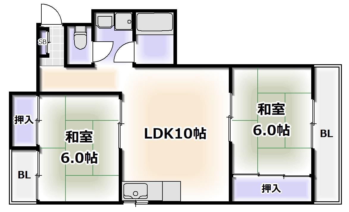 丸元ビル(2LDK/8階)の間取り写真