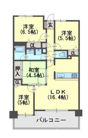 セレッソコート加古川ブライトシティ(4LDK/6階)の間取り写真