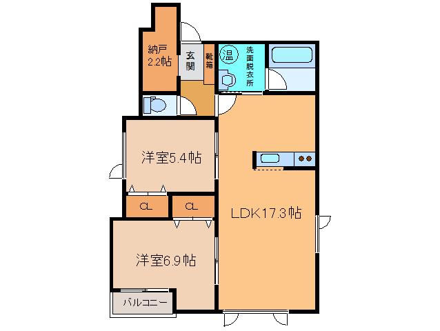 RIVIERE(2SLDK/1階)の間取り写真