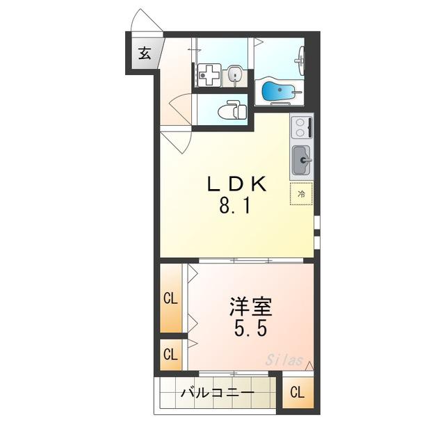 フジパレス津久野V番館(1LDK/1階)の間取り写真