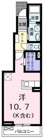 コーポ・ソレイユ(1K/1階)の間取り写真