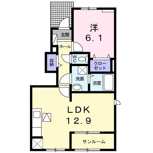 ル ボノー I(1LDK/1階)の間取り写真