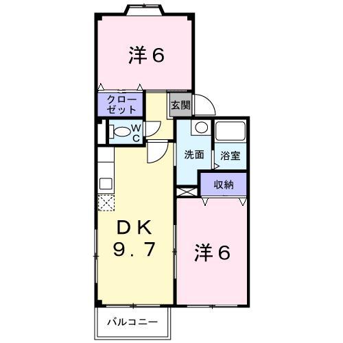 アンシャンテ(2DK/1階)の間取り写真