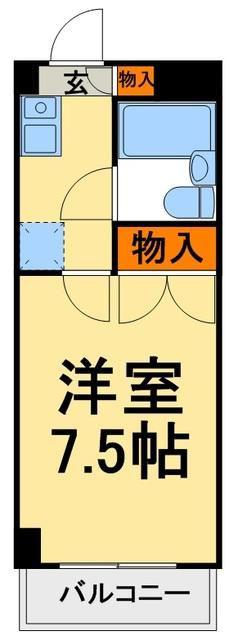イーストアベニュー(ワンルーム/2階)の間取り写真