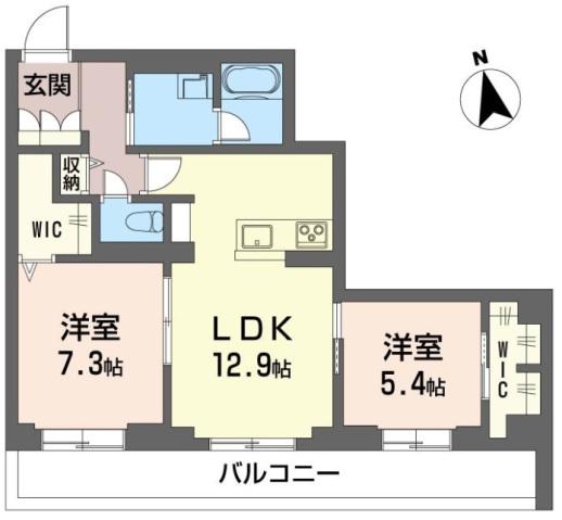 グランレール(2LDK/3階)の間取り写真