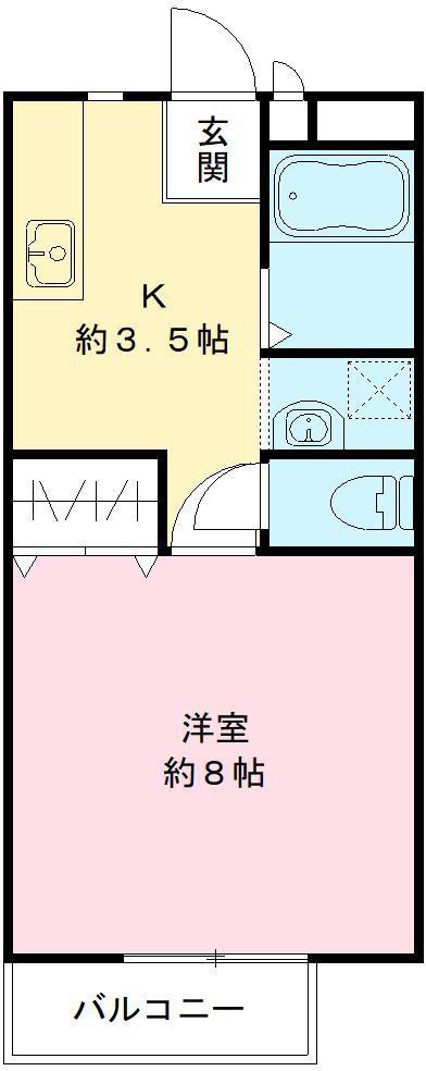 メールハイツA(1K/2階)の間取り写真