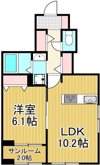 パラッツォ ビアンカ(1LDK/1階)の間取り写真