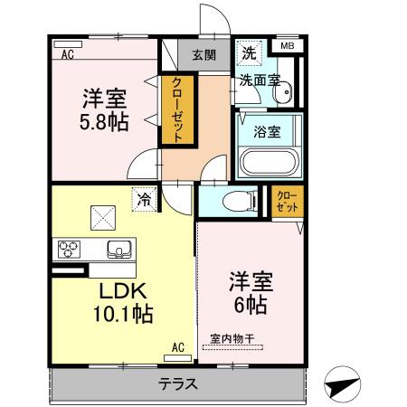 D-ROOM LIFE(2LDK/2階)の間取り写真
